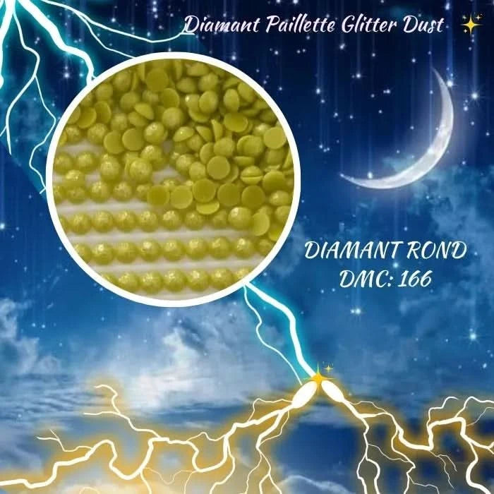 Diamant Paillette Glitter Dust: DMC 166 - Diamant Rond - Diamond Painting - Broderie à Diamant - Art Thérapie