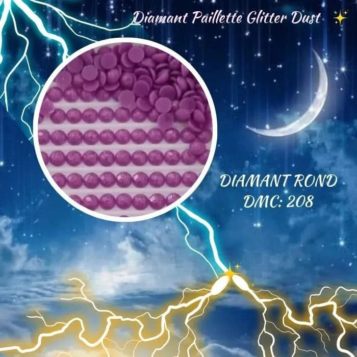 Diamant Paillette Glitter Dust: DMC 208 - Diamant Rond - Diamond Painting - Broderie à Diamant - Art Thérapie