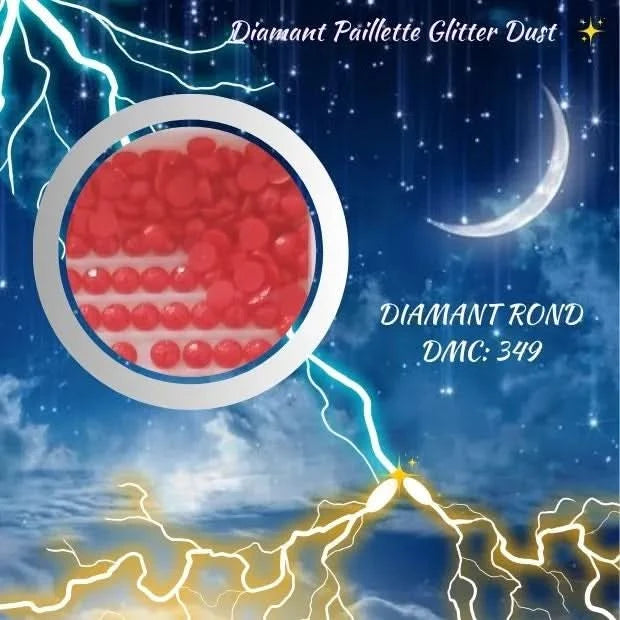 Diamant Paillette Glitter Dust: DMC 349 - Diamant Rond - Diamond Painting - Broderie à Diamant - Art Thérapie