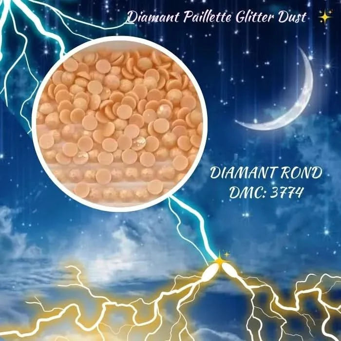 Diamant Paillette Glitter Dust: DMC 3774 - Diamant Rond - Diamond Painting - Broderie à Diamant - Art Thérapie