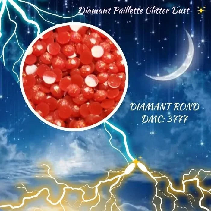 Diamant Paillette Glitter Dust: DMC 3777 - Diamant Rond - Diamond Painting - Broderie à Diamant - Art Thérapie