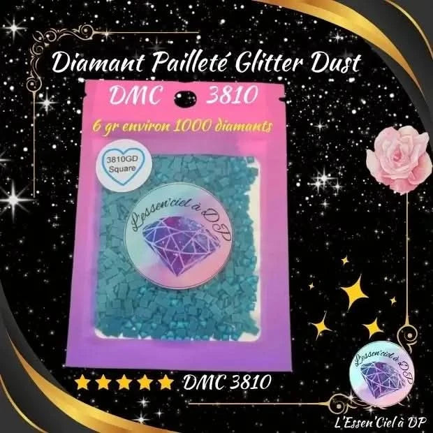 Diamant Paillette Glitter Dust: DMC 3810 - Diamant Carré - Diamond Painting - Broderie à Diamant - Art Thérapie