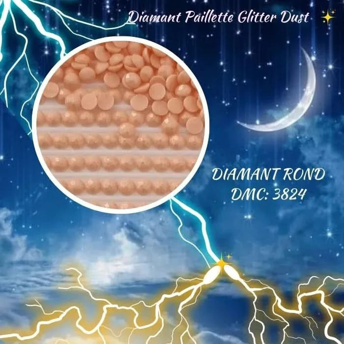 Diamant Paillette Glitter Dust: DMC 3824 - Diamant Rond - Diamond Painting - Broderie à Diamant - Art Thérapie