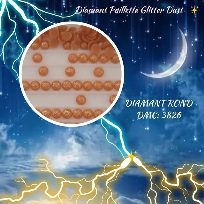 Diamant Paillette Glitter Dust: DMC 3826 - Diamant Rond - Diamond Painting - Broderie à Diamant - Art Thérapie