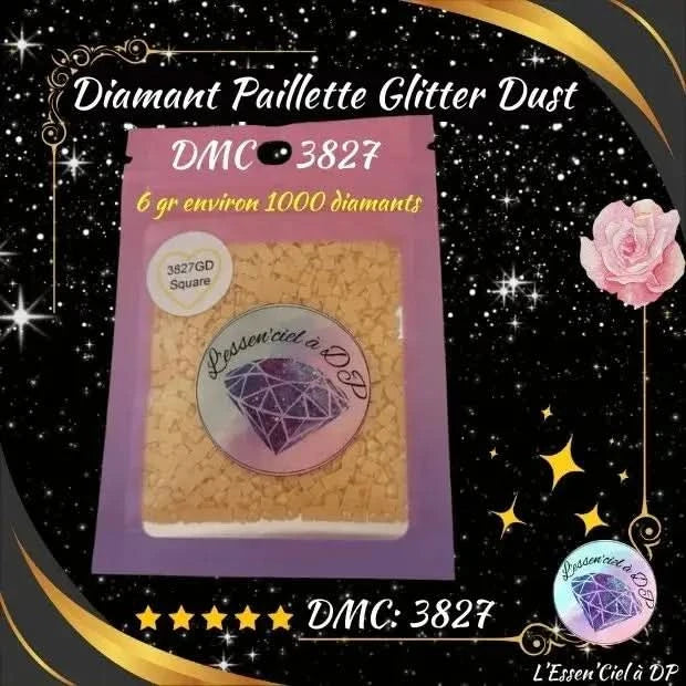 Diamant Paillette Glitter Dust: DMC 3827 - Diamant Carré - Diamond Painting - Broderie à Diamant - Art Thérapie