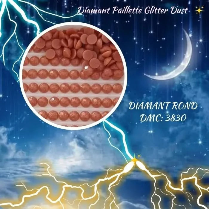 Diamant Paillette Glitter Dust: DMC 3830 - Diamant Rond - Diamond Painting - Broderie à Diamant - Art Thérapie
