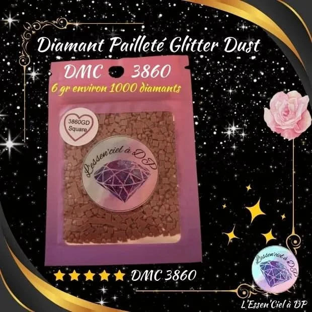 Diamant Paillette Glitter Dust: DMC 3860 - Diamant Carré - Diamond Painting - Broderie à Diamant - Art Thérapie