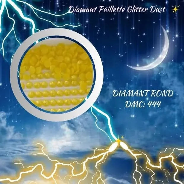Diamant Paillette Glitter Dust: DMC 444 - Diamant Rond - Diamond Painting - Broderie à Diamant - Art Thérapie