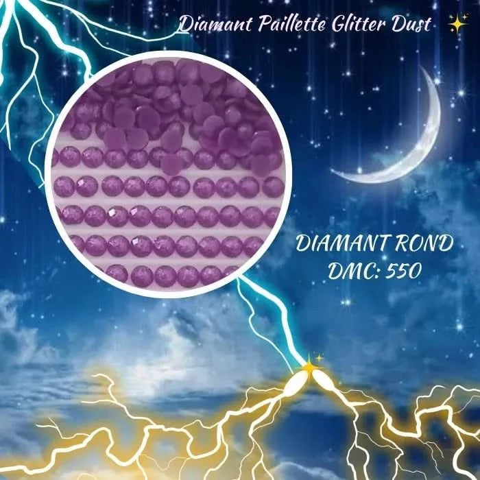 Diamant Paillette Glitter Dust: DMC 550 - Diamant Rond - Diamond Painting - Broderie à Diamant - Art Thérapie