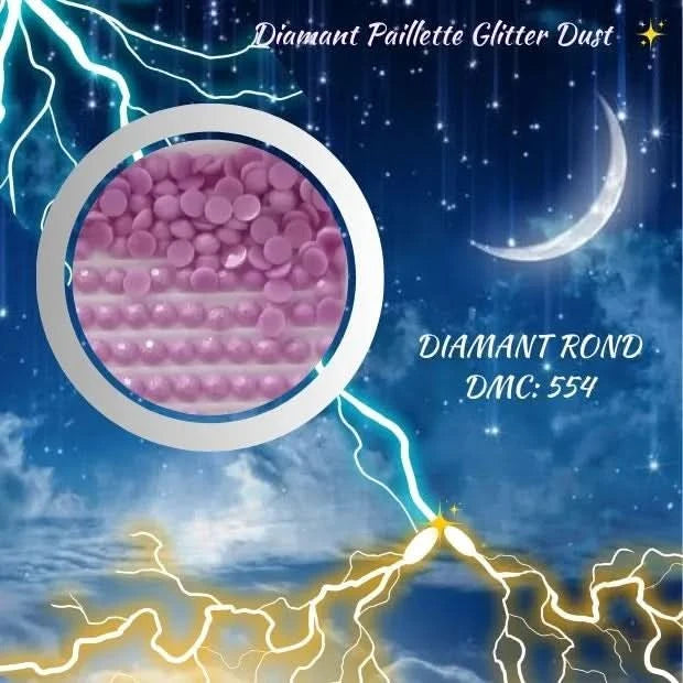 Diamant Paillette Glitter Dust: DMC 554 - Diamant Rond - Diamond Painting - Broderie à Diamant - Art Thérapie