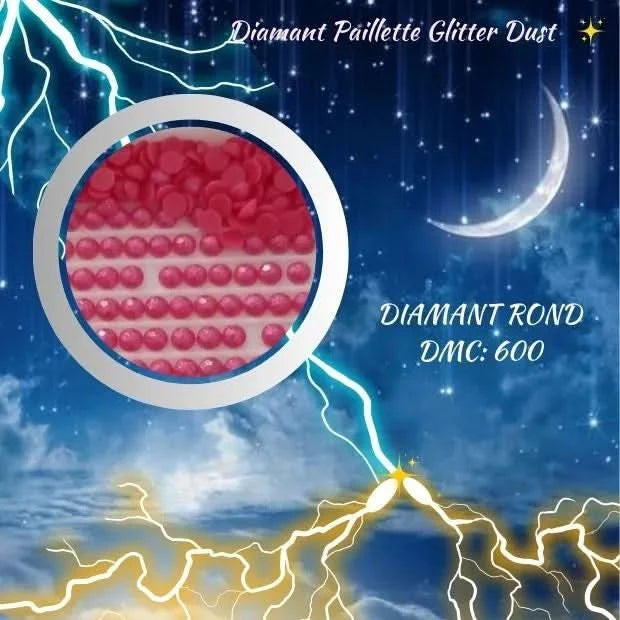 Diamant Paillette Glitter Dust: DMC 600 - Diamant Rond - Diamond Painting - Broderie à Diamant - Art Thérapie