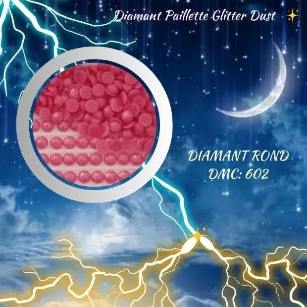 Diamant Paillette Glitter Dust: DMC 602 - Diamant Rond - Diamond Painting - Broderie à Diamant - Art Thérapie