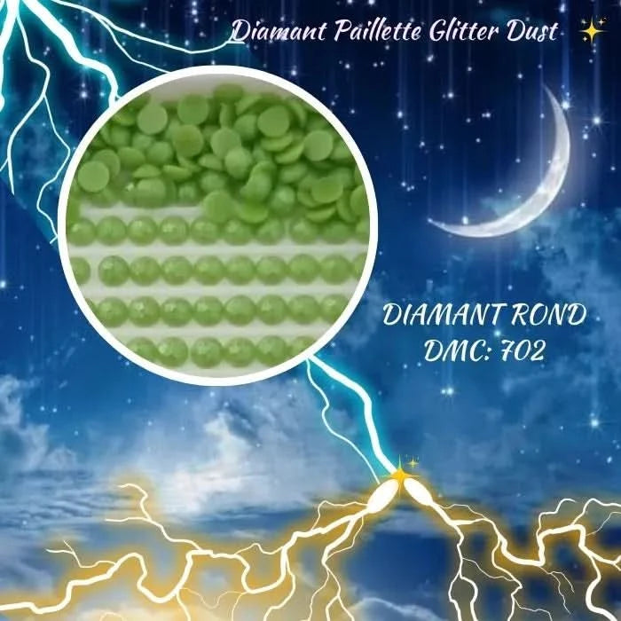 Diamant Paillette Glitter Dust: DMC 702- Diamant Rond - Diamond Painting - Broderie à Diamant - Art Thérapie