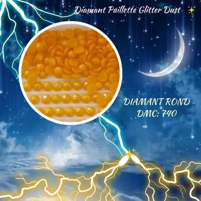 Diamant Paillette Glitter Dust: DMC 740- Diamant Rond - Diamond Painting - Broderie à Diamant - Art Thérapie