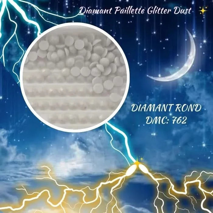 Diamant Paillette Glitter Dust: DMC 762 - Diamant Rond - Diamond Painting - Broderie à Diamant - Art Thérapie