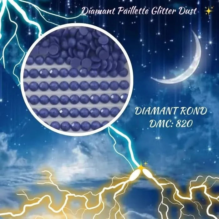 Diamant Paillette Glitter Dust: DMC 820 - Diamant Rond - Diamond Painting - Broderie à Diamant - Art Thérapie