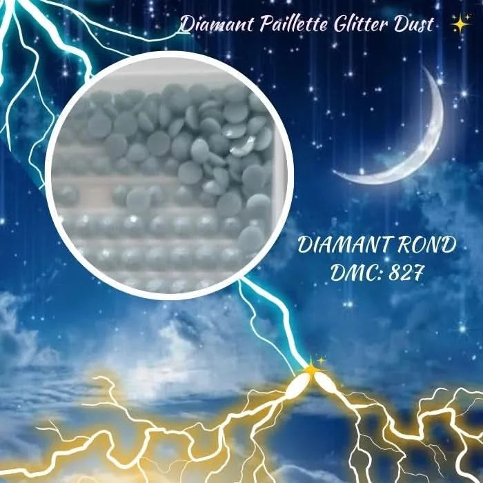 Diamant Paillette Glitter Dust: DMC 827 - Diamant Rond - Diamond Painting - Broderie à Diamant - Art Thérapie