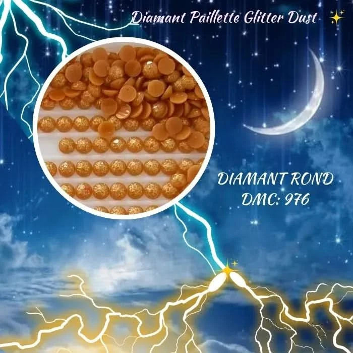 Diamant Paillette Glitter Dust: DMC 976 - Diamant Rond - Diamond Painting - Broderie à Diamant - Art Thérapie