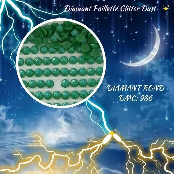 Diamant Paillette Glitter Dust: DMC 986 - Diamant Rond - Diamond Painting - Broderie à Diamant - Art Thérapie