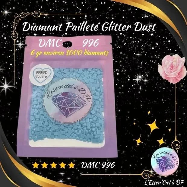 Diamant Paillette Glitter Dust: DMC 996 - Diamant Carré - Diamond Painting - Broderie à Diamant - Art Thérapie