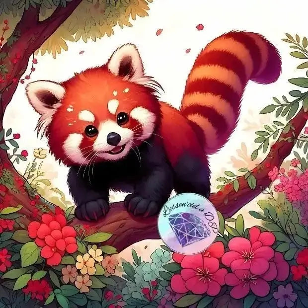 Art Thérapie - Toile Diamond Painting Charmant Panda Roux - Broderie à Diamant - Dimension de la toile: 60 x 60 cm