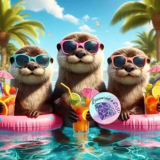 Art Thérapie - Toile Diamond Painting Loutres dans la Piscine - Broderie à Diamant - Dimension de la toile: 60 x 60 cm