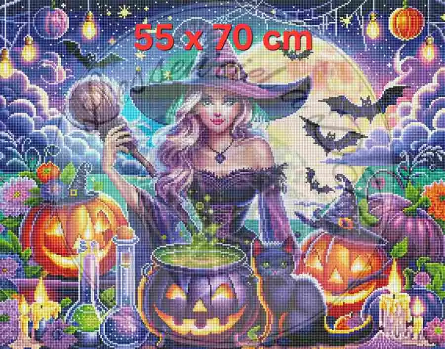 Art Thérapie - Toile Diamond Painting Sorcière Envoûtante - Broderie à Diamant - Dimension de la toile: 55 x 70 cm