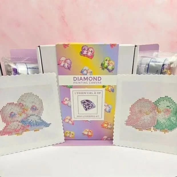 12 Mini Kit Oiseaux Amoureux - Art Thérapie - Diamond Painting - Broderie à Diamant - Dimension: 13 cm x 13 cm