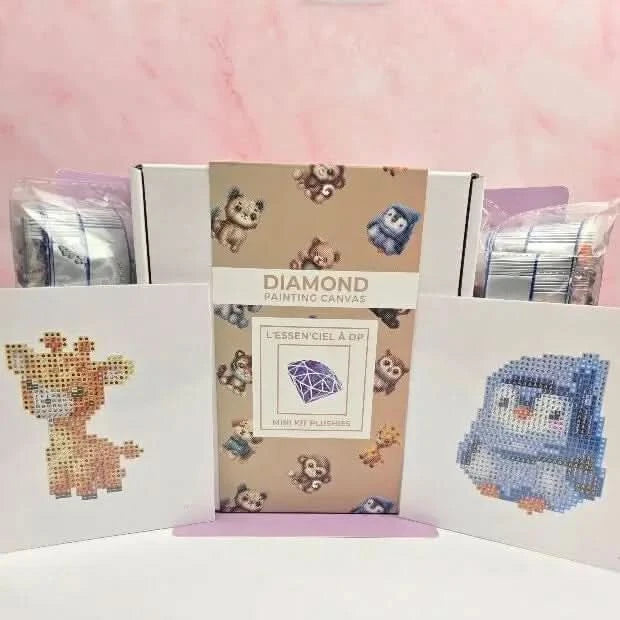 12 Mini Kit Peluches - Art Thérapie - Diamond Painting - Broderie à Diamant - Dimension: 13 cm x 13 cm