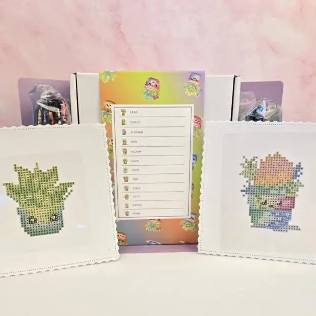 12 Mini kit Plantes Kawaï - Art Thérapie - Diamond Painting - Broderie à Diamant - Dimension: 13 cm x 13 cm