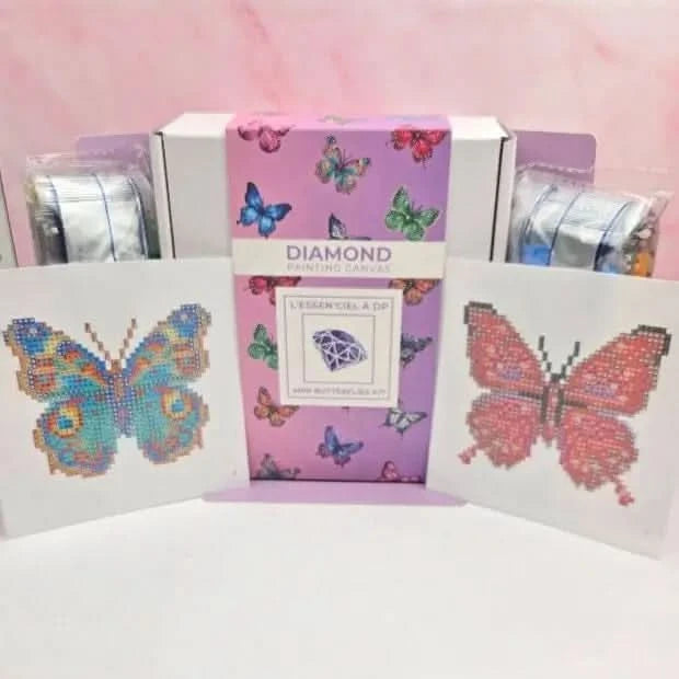 12 Mini kit Papillons Colorés - Art Thérapie - Diamond Painting - Broderie à Diamant - Dimension: 13 cm x 13 cm
