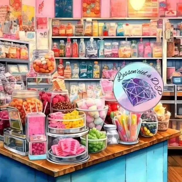 Art Thérapie - Toile Diamond Painting Bonbons en Folie - Broderie à Diamant - Dimension de la toile: 70 x 70 cm