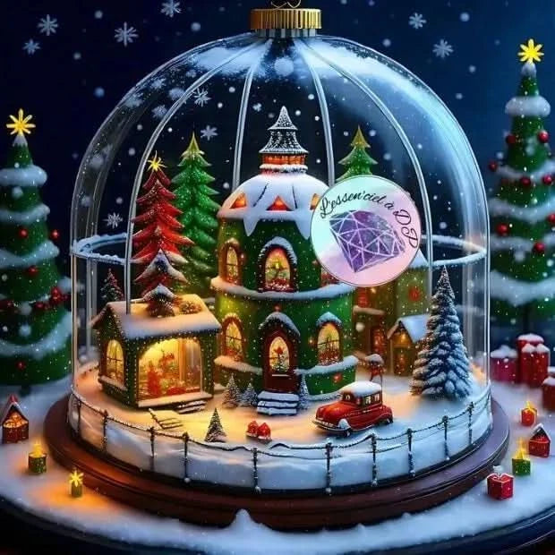 Art Thérapie - Toile Diamond Painting Boule de Neige de Noël - Broderie à Diamant - Dimension de la toile: 60 x 60 cm