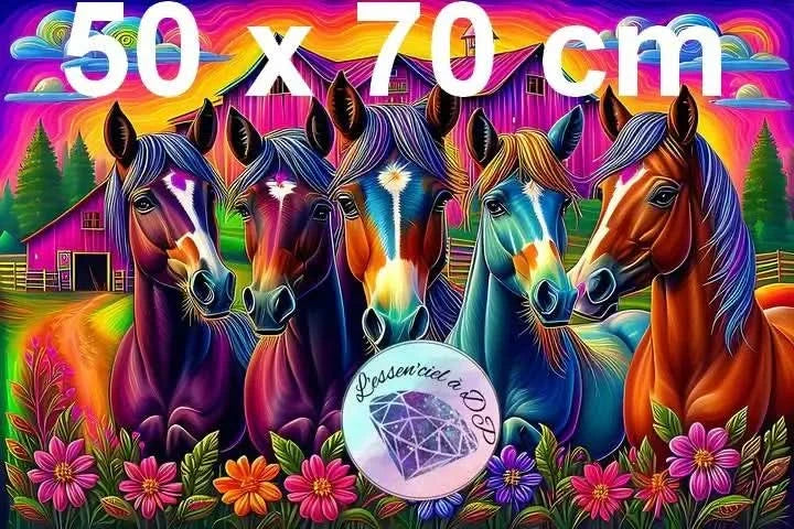 Art Thérapie - Toile Diamond Painting Chevaux de Rêve - Broderie à Diamant - Dimension de la toile: 50 x 70 cm
