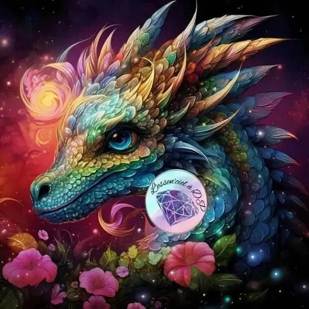 Art Thérapie - Toile Diamond Painting Dragon Exotique - Broderie à Diamant - Dimension de la toile: 60 x 60 cm
