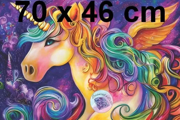Art Thérapie - Toile Diamond Painting Licorne Ailée Arc-En-Ciel - Broderie à Diamant - Dimension de la toile: 70 x 46 cm