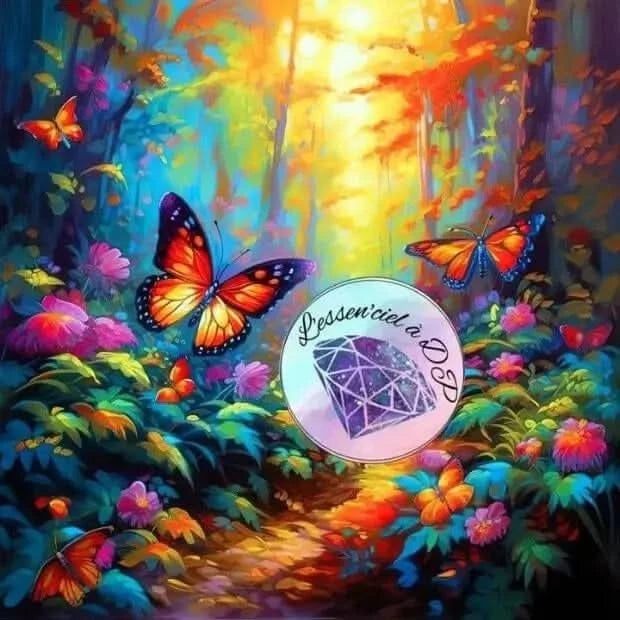 Art Thérapie - Toile Diamond Painting Papillons Enchantés - Broderie à Diamant - Dimension de la toile: 60 x 60 cm