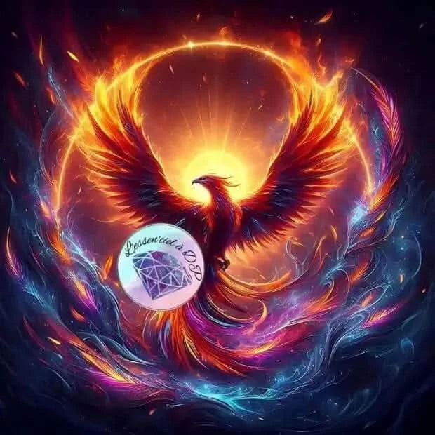 Art Thérapie - Diamond Painting Phénix Flamboyant - Ce phénix majestueux s'élève dans un halo de flammes, ses ailes, courbées vers le haut, épousent la forme d'un cercle en feu - Broderie à Diamant - Dimension de la toile: 60 x 60 cm