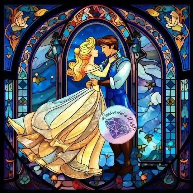 Toile Diamond Painting Prince et Princesse - Broderie à Diamant - Dimension de la toile: 60 x 60 cm