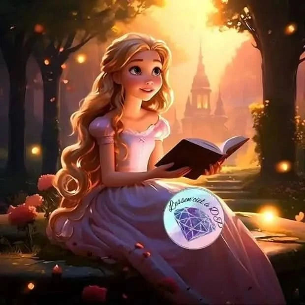 Art Thérapie - Toile Diamond Painting Princesse dans le Parc du Château - Broderie à Diamant - Dimension de la toile: 60 x 60 cm - une scène féerique et enchanteresse.