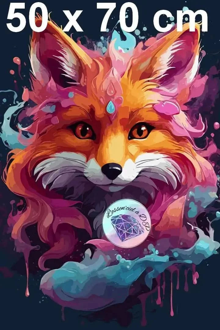 Art Thérapie - Toile de Diamond Painting Renard Luminescent - Broderie à Diamant - Dimension: 50 x 70 cm