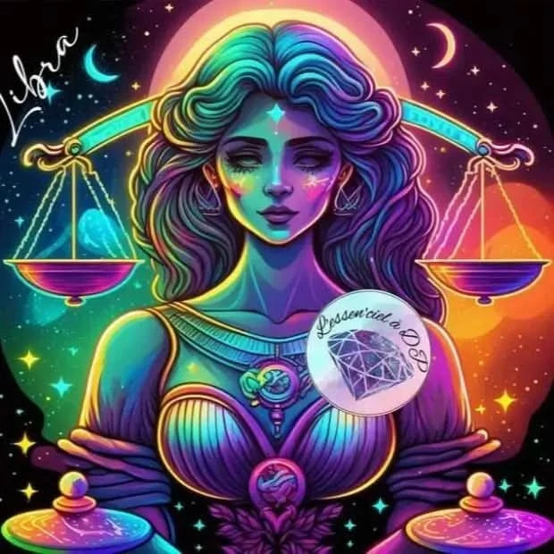 Art Thérapie - Toile Diamond Painting Signe du Zodiaque, Signe Astrologique de la Balance - Broderie à Diamant - Dimension de la toile: 50 x 60 cm