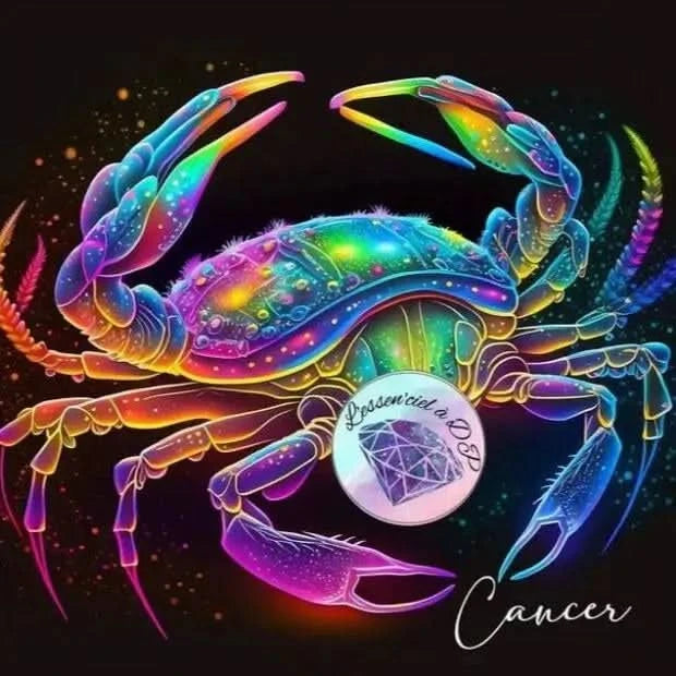 Art Thérapie - Toile Diamond Painting Signe du Zodiaque, Signe Astrologique du Cancer - Broderie à Diamant - Dimension de la toile: 50 x 60 cm