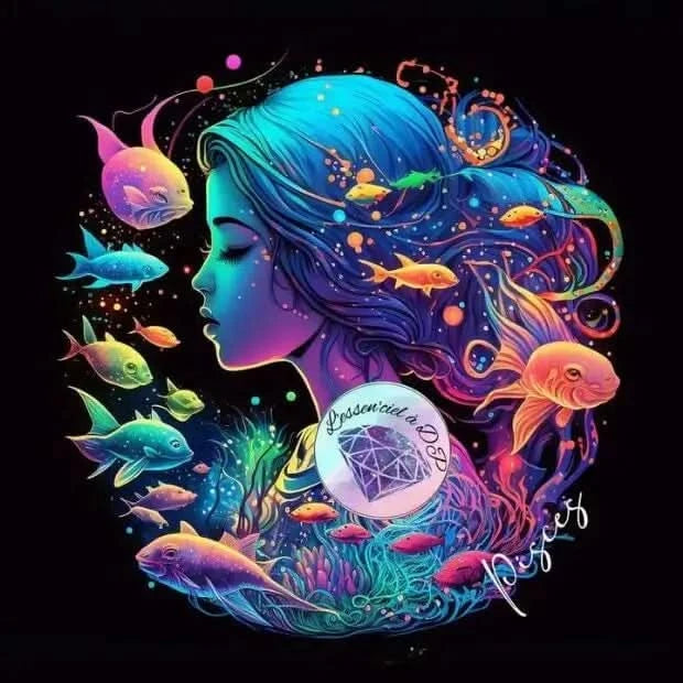 Art Thérapie - Toile Diamond Painting Signe du Zodiaque, Signe Astrologique du Poisson - Broderie à Diamant - Dimension de la toile: 50 x 60 cm