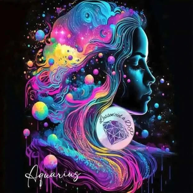 Art Thérapie - Toile Diamond Painting Signe du Zodiaque, Signe Astrologique du Verseau Femme - Broderie à Diamant - Dimension: 50 cm x 60 cm