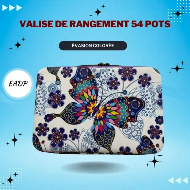 Valise de Rangement à Diamant 54 Pots Type Evasion Coloree - Art Thérapie - Diamond Painting - Broderie à Diamant