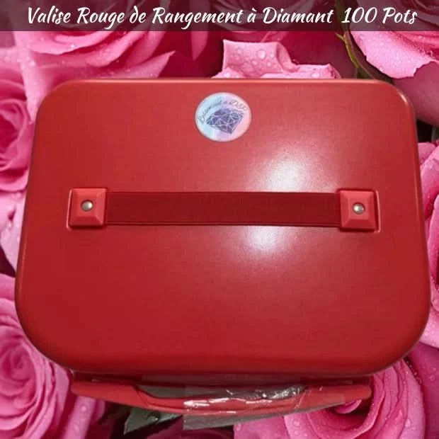 Valise Rouge de Rangement Diamant 100 Pots - Art Thérapie - Diamond Painting - Broderie à Diamant