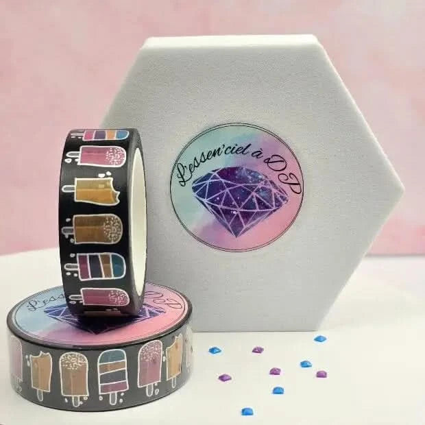 Washi Tape Bâtonnet de Glace - Dimension: 10 mètres x 15 mm de largeur - Art Thérapie - Broderie à Diamant - Diamond Painting