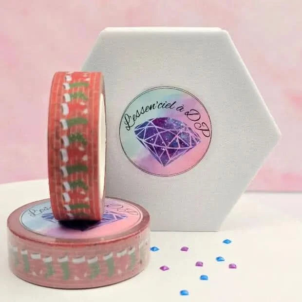 Washi Tape Chaussettes de Noël - Dimension: 5 mètres x 15 mm de largeur - Art Thérapie - Diamond Painting - Broderie à Diamant
