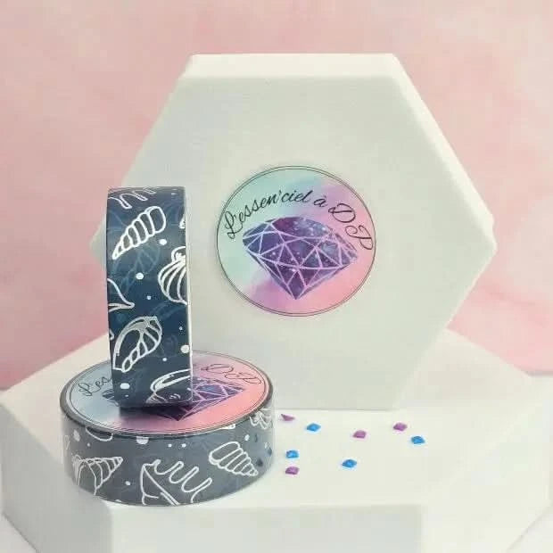 Washi Tape Coquillages - Dimension: 10 mètres x 15 mm de largeur - Art Thérapie - Broderie à Diamant - Diamond Painting